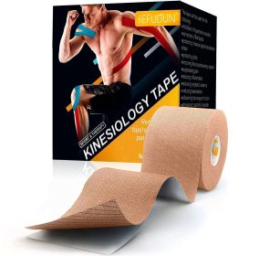 Kinesiology Tape Roll 2 Inches x 16.4 Feet Beige Elastic Muscle Tape Breathable Cotton Kinesthetic Tape Waterproof for Muscle Pain Healing Physical Th