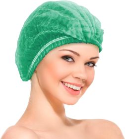 Pack of 100 Green Mob Caps 21' Hair Caps with Elastic Stretch Band Disposable Polypropylene Hair Cover Caps Unisex Hair Covers for Food Service Breath