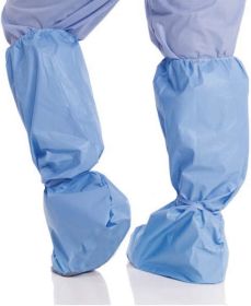 Disposable Boot Covers 18" Tall. Pack of 10 Blue Shoe Covers. PP 50 gsm Splash Proof Shoes Protectors. 5 Pairs of Thick Protective Booties Covering. P