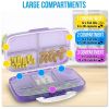 Pill Organizer Airtight Pill Box Large Pill Dispenser Home Travel Supplement Holder Portable Vitamin Sorter Jumbo Size 8 Compartment Airtight Vitamin