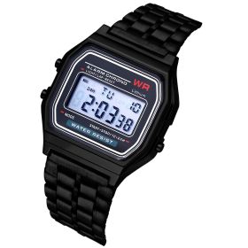 WR F91W Steel Band Electronic Watch (Color: Black)