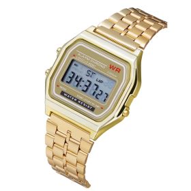 WR F91W Steel Band Electronic Watch (Color: gold)