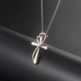 Heart-shaped Cross Necklace Simple Color Separation Electroplating (Option: Color Separation Plating)