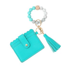 Women's Silicone Beads PU Tassel Silicone Bracelet Keychain (Option: Light Green)