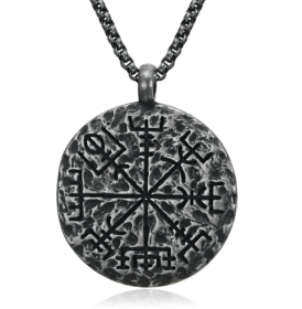 European And American Titanium Steel Men's Retro Viking Myth Pendant Metal Necklace (Option: 70cm)