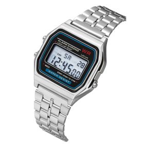 WR F91W Steel Band Electronic Watch (Color: White)