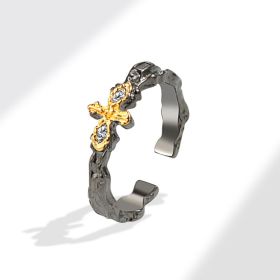 Dark Maillard Ring Special-interest Design Black (Option: Black Gold-Adjustable Opening)