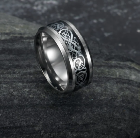 Asgard Crafted Basilisk Scale Wedding Ring (Option: Silver Black-11)