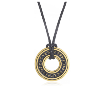 Asgard Crafted Circular Horn Rune Pendant Chain (Color: gold)