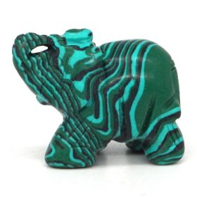 Elephant Statue Natural Gemstone Carved Healing Crystal Amethyst Quartz Animals Figurine Reiki Stones Lucky Decoration Wholesale (Color: Malachite, size: 1.5 IN)