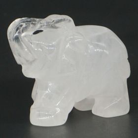 Elephant Statue Natural Gemstone Carved Healing Crystal Amethyst Quartz Animals Figurine Reiki Stones Lucky Decoration Wholesale (Color: Clear Quartz Crystal, size: 1.5 IN)