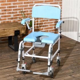 Bathroom Wheelchair,Commode Wheelchair, Rolling Shower Wheelchair with 4 Castor Wheels (Color: Blue.White)